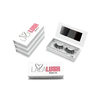 white customize logo eyelash packaging box wholesale natural mink eyelashes magnetic rectangular eyelash case with mirror