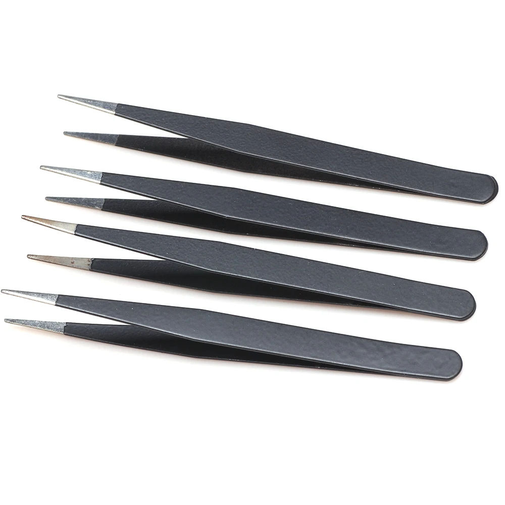 2pcs High Precision Tweezer Anti-static Pointed Elbow Round Head Stainless Steel Tweezers Maintenance Clamping Jewelry Tool Clip | Украшения
