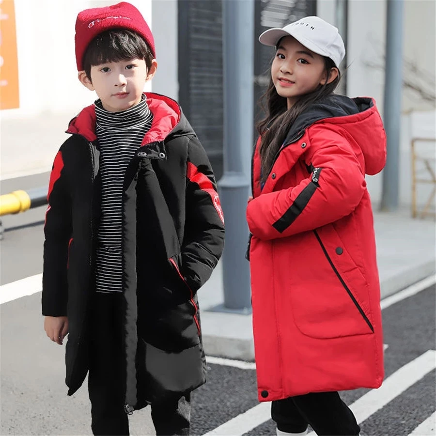 

5-15 Y Children's Wear Girls Winter Thick Jacket 2020 Children Clothing Girl Clothes Winter Down Cotton Long Jacket Hooded Coat