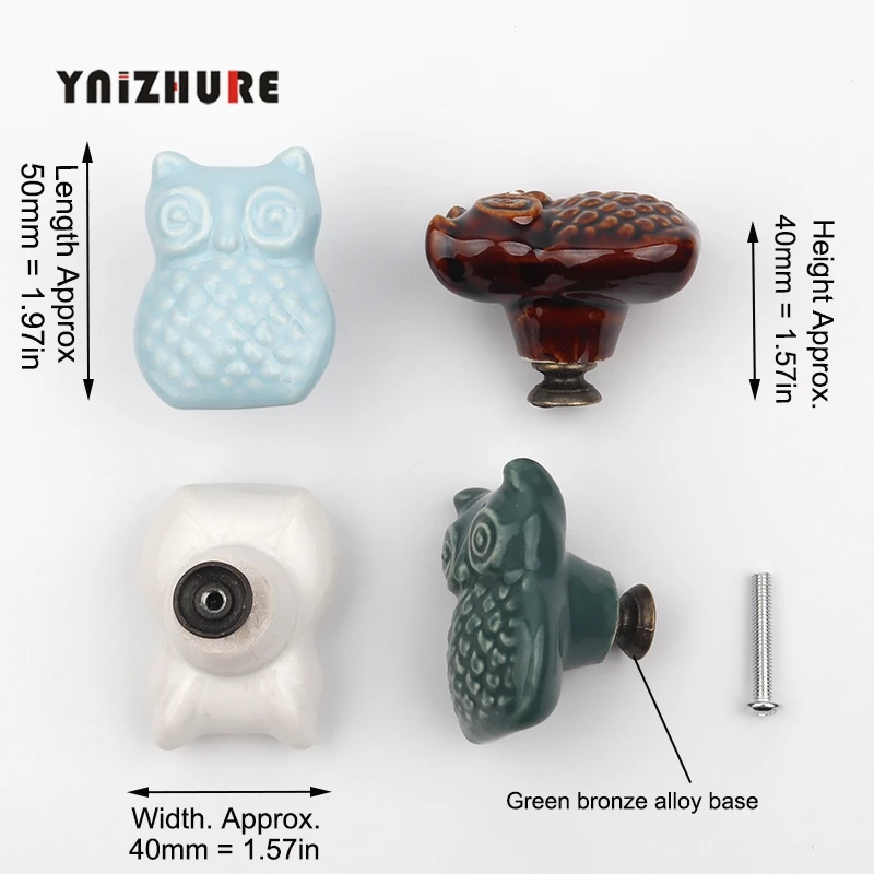 Керамический шкаф в японском стиле с совой ручка для выдвижного ящика Мебельная