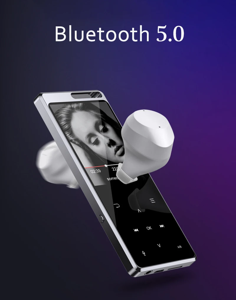 Новинка 5,0 Bluetooth MP3 сенсорный экран портативный музыкальный плеер Многоязычный MP3 Поддержка Радио FM 128G TF OTG Bluetooth наушники