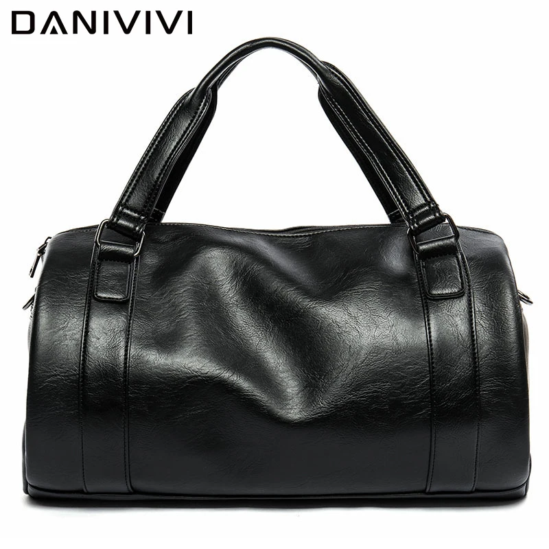 

Pu Leather Men's Handbag Large Capacity Travel Duffle Bag Korean Style Sling Crossbody Bags for Men Gym Weekend Bag Casual Tote