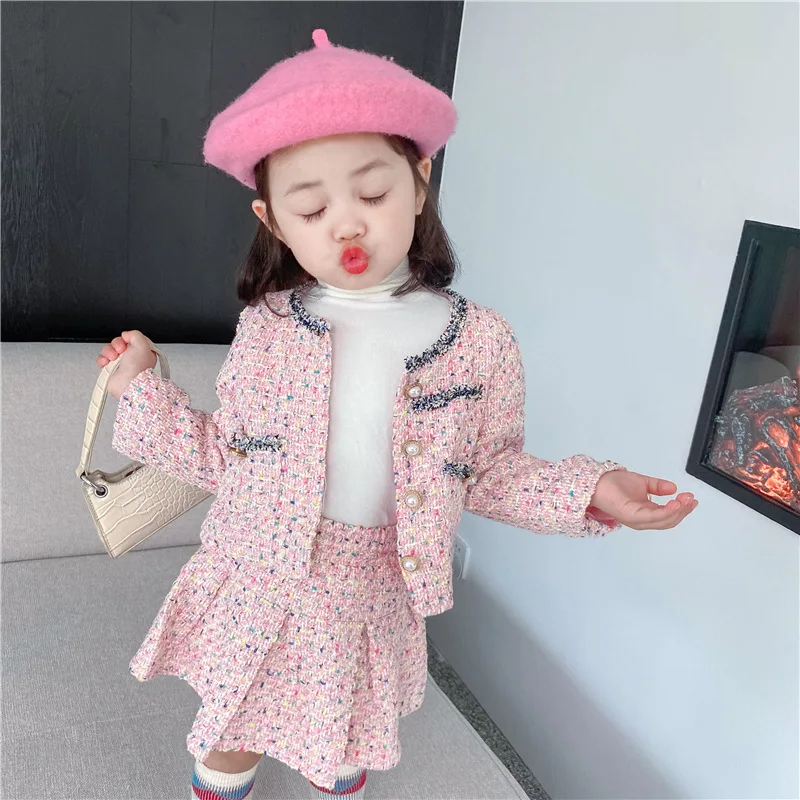 

Autumn New Fashion Baby Girls Clothing Set Elegant Jackets+Skirts 2Pcs Suits Kids Girls Birthday Party Outfits