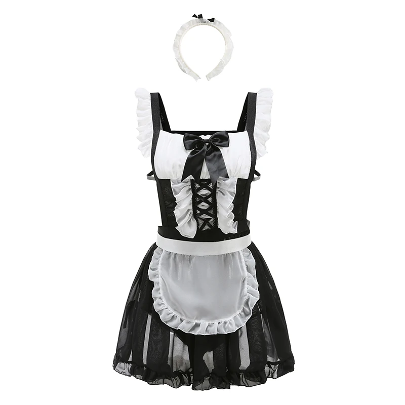 

Maid Servant Cosplay Costumes Cute Cat Girl Role Play Lolita Dress Maid Uniform Womens Sexy Lingerie Babydoll Party Outfits 2021
