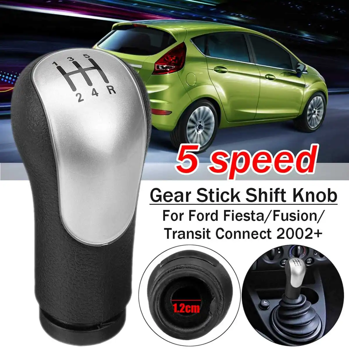 sliver Ручка переключения рулевого механизма автомобиля для Ford для Fiesta/Fusion Transit подключения 2002-On переключения передач POMO переключения передач Рычажная ручка головка - Название цвета: sliver