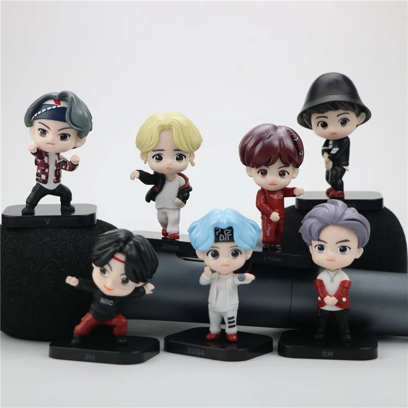 

Hot 7pcs/lot TINY TAN Action Figure Bangtan Boys Toys Group Model KPOP Star TOP Funs A.R.M.Y PVC Birthday Gifts Toy for Children