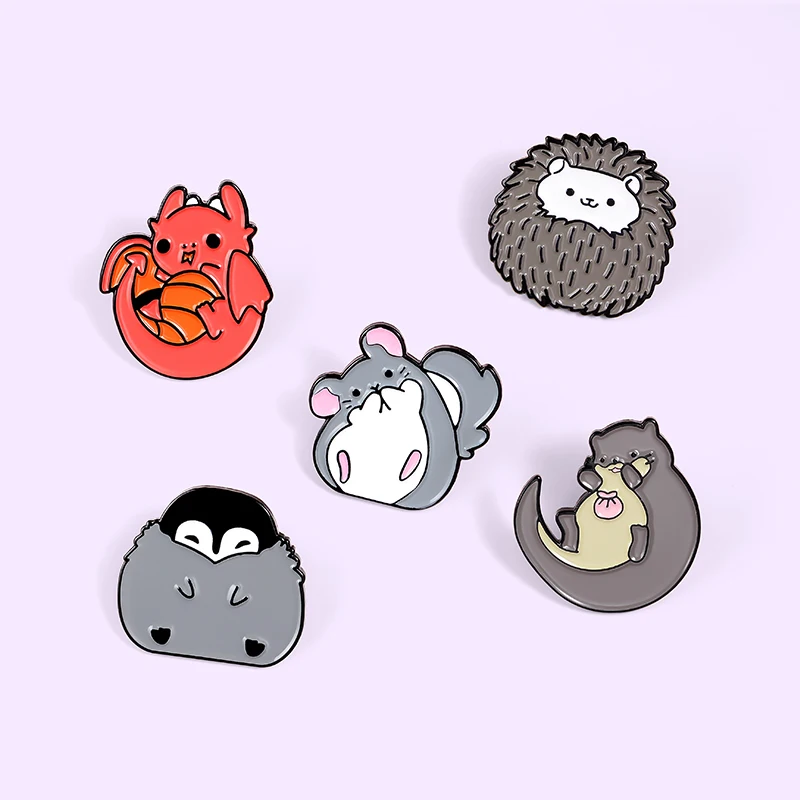 Эмалированная булавка в виде полных зверей пингвин дракон милые Мультяшные