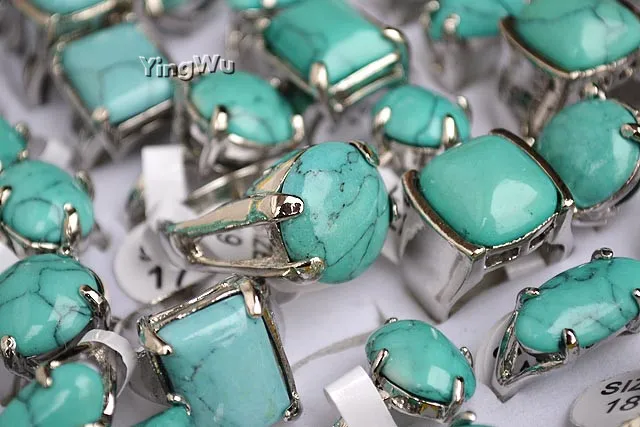 

Yingwu Винтажное кольцо из натурального камня, модные ювелирные изделия, синие бирюзы, кольцо на палец для женщин, бриллианты 20 шт.