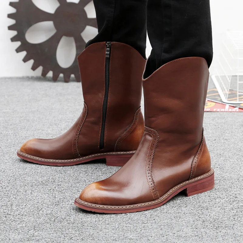 

Mongolian knight boots mens casual natural leather shoes outdoors riding boot high top cowboy botas masculinas zapatos de hombre