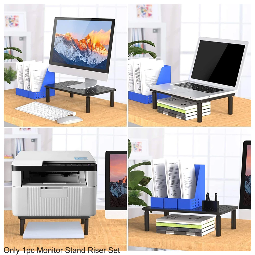 

Easy Install Anti Slip Desktop 3 Height Adjustable Ergonomic Iron Plate Home With Mesh Platform Universal PC Monitor Stand Riser