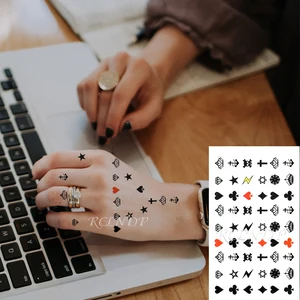 Водостойкие временные тату наклейки Крест Любовь Сердце алмазное освещение маленькое искусство тату флэш-тату поддельные татуировки для мужчин женщин