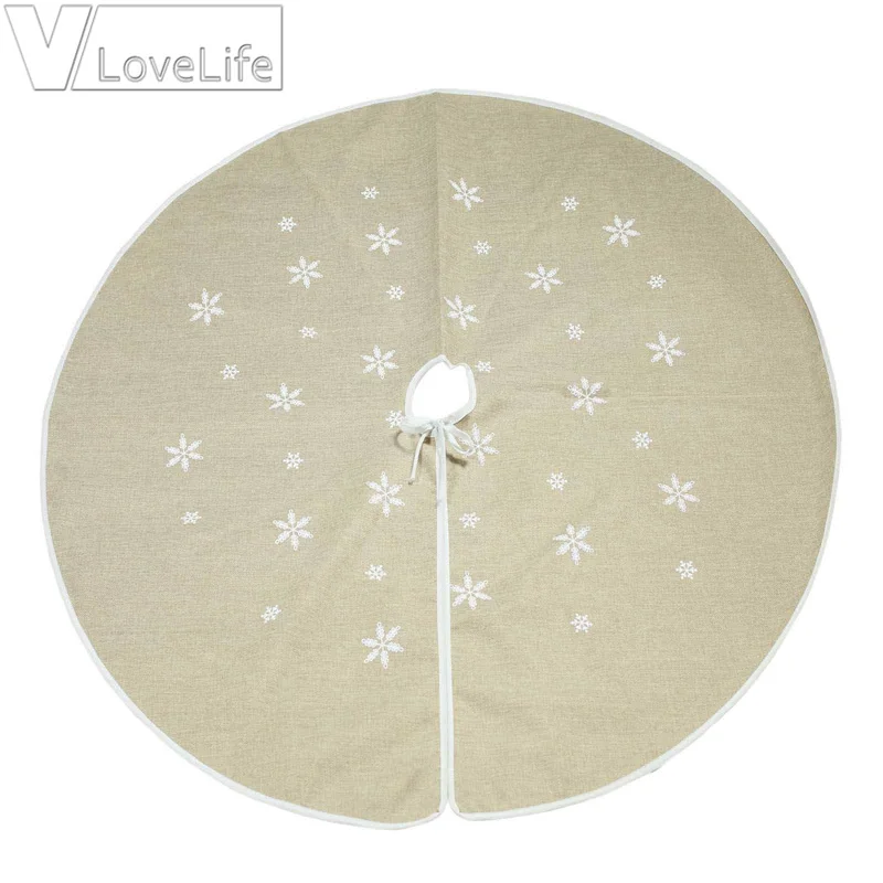 Ivory 120 см/4" слоновая кость Мешковина Снежинка Рождественская елка юбка орнамент Рождественское украшение новогоднее мероприятие вечерние принадлежности - Цвет: Ivory