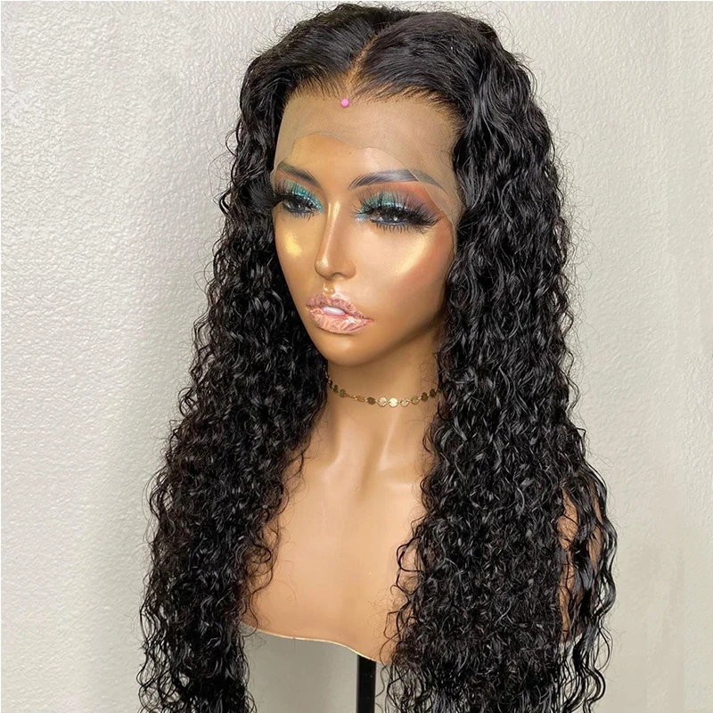 

26Inch Long Kinky Curly Synthetic Lace Front Wig For Black Women With Baby Hair Heat Resistant Fiber Hair Daily Wigs 180%Density