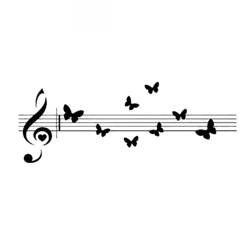 

Music Notes Beautiful Butterfly Car Stickers Pvc Fashion Decoration Personalized Waterproof Decals Black/white/laser16cm*6cm