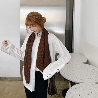 Хит продаж винтажный плиссированный шарф новый однотонный Miyake шаль в наличии |