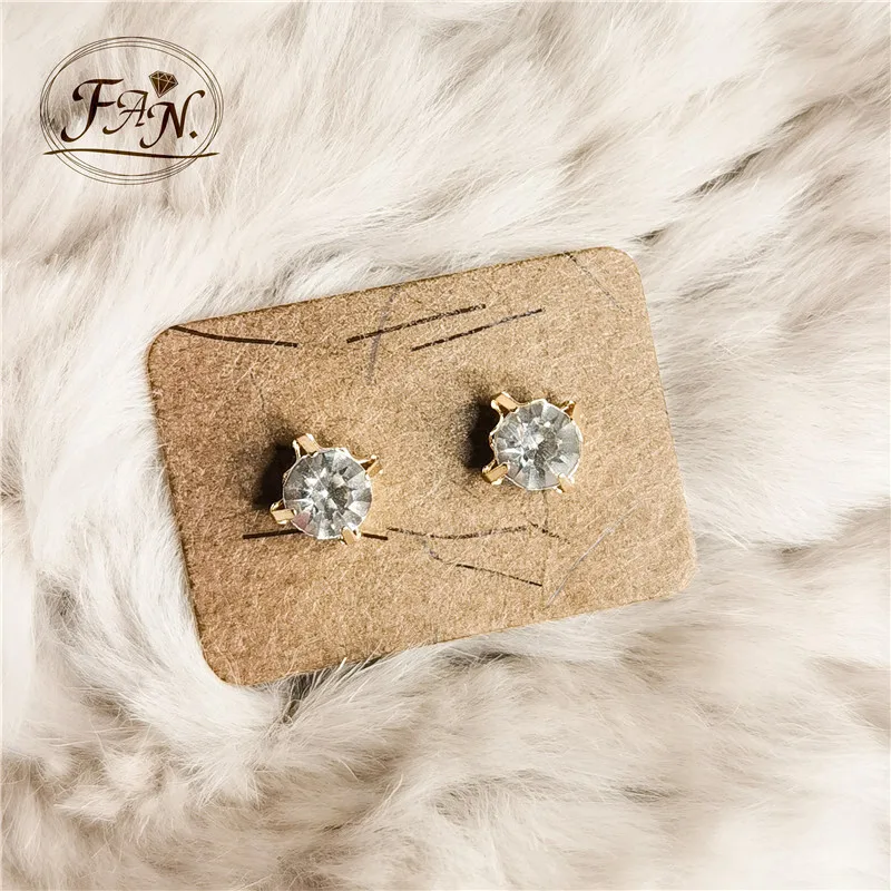 

Classic Daily Office Style Golden & Silver Color 4 and 7 Claws Crystal Rhinestone Fashion Stud Earrings on Sale for Girl & Women