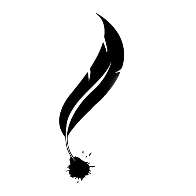 

5.7*15CM Cartoon Fashion FEATHER Decor Decals Car Window Sticker Black/Silver