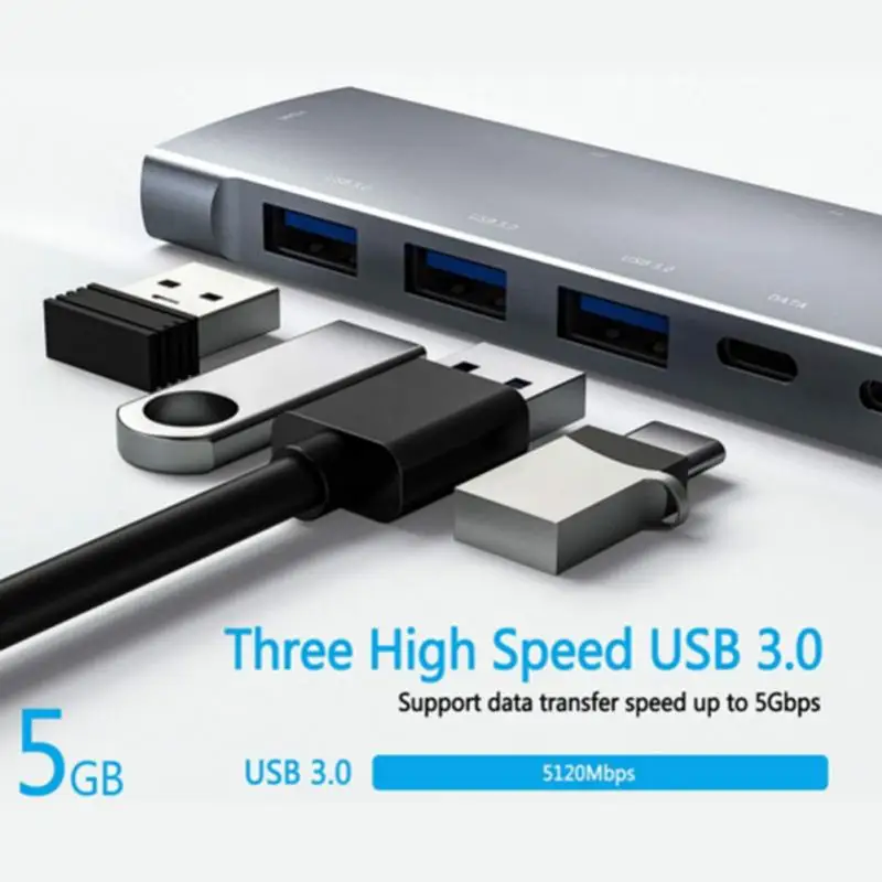 

Док-станция 9 в 1, USB Type C на Multi RJ45 VGA USB 3,0 2,0 с адаптером питания (100 Вт)