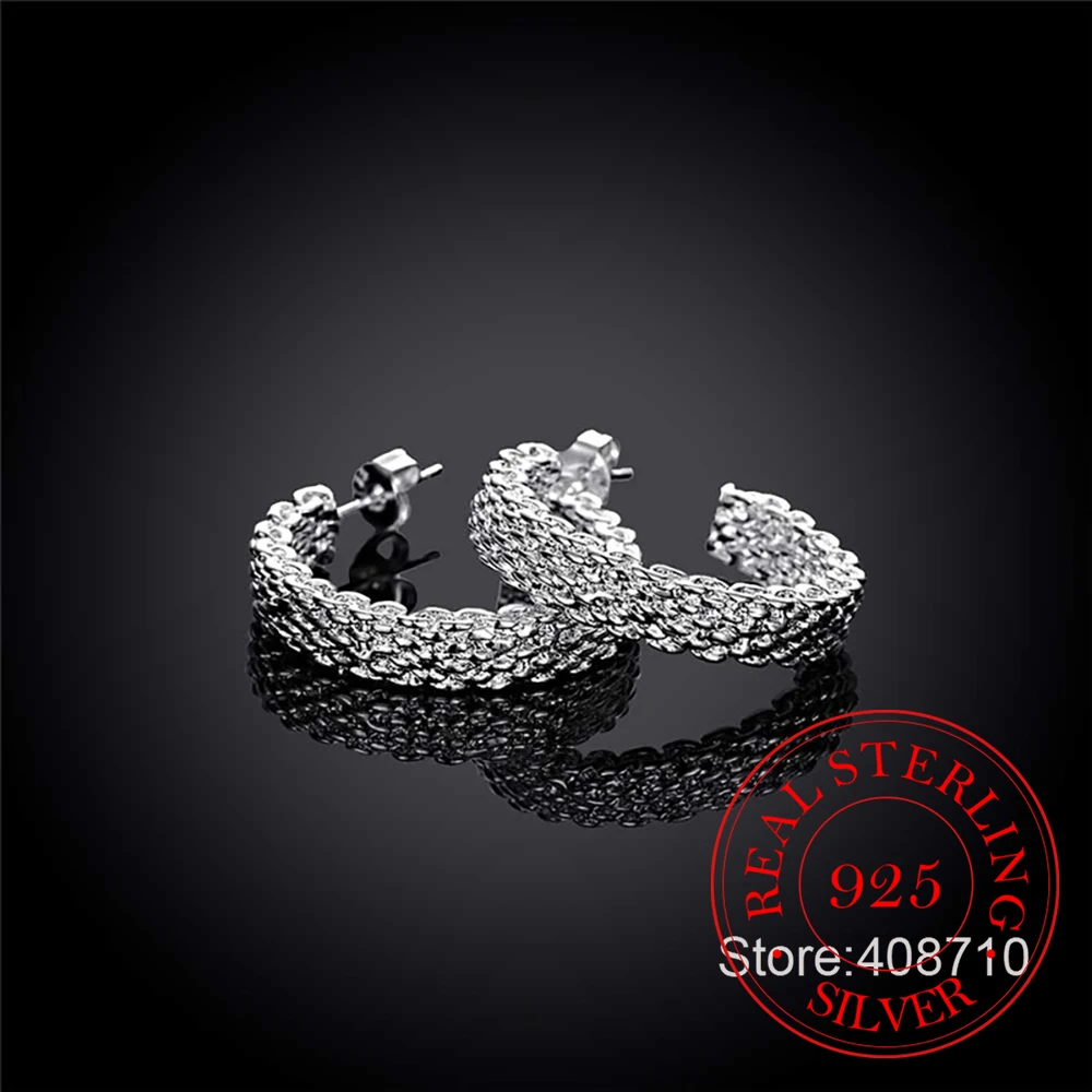 925 стерлингового серебра ювелирные изделия из плетеной сетки серьги гвоздики в