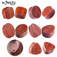 1pair natural red rosewood ear plugs tunnels stretcher gauges ear expander fashion earring backs body piercing jewelry man woman