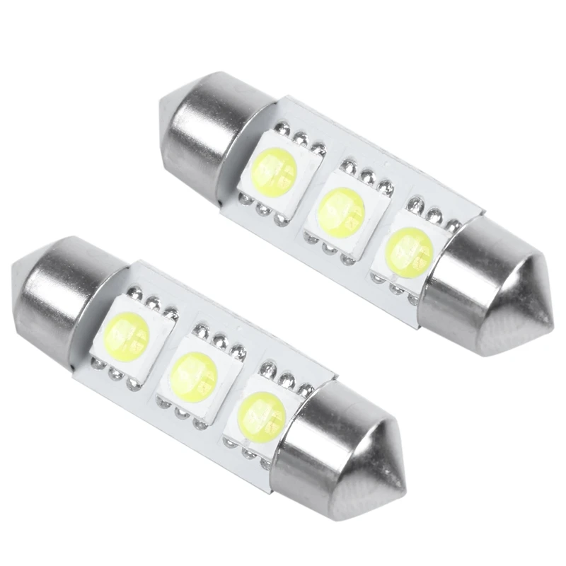 Белые 36 мм автомобильные лампы 5050 SMD 3 LED Festoon e Lights Fuse 12V DC 6 штук | Автомобили и