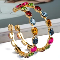 fashion vintage jewelry big round earrings for women trend luxury colorful crystal unique minimalist ear accessories wholesale