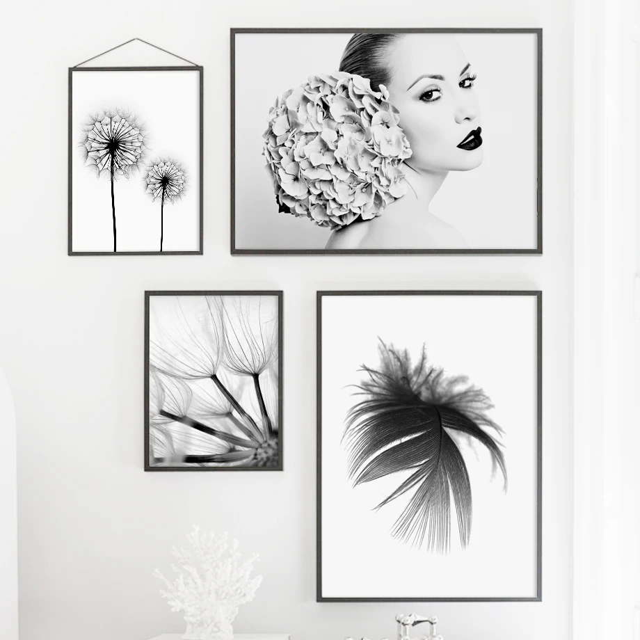 Плакаты и принты в скандинавском стиле с изображением пера одуванчика цветка