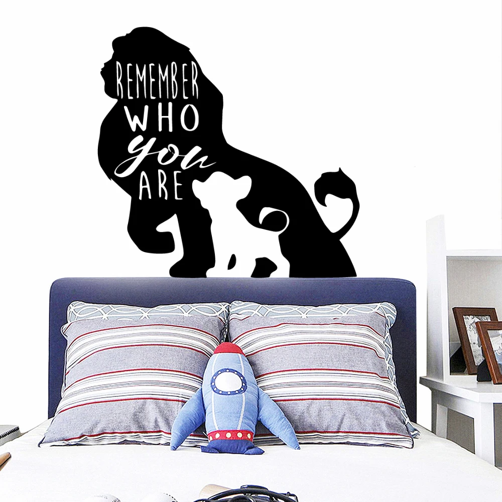 

Cartoon Lion King Wall Sticker Quote Remember Who You Are Decal Kids Bedroom Wall Decor Baby Room Decoration Simba Parents' love