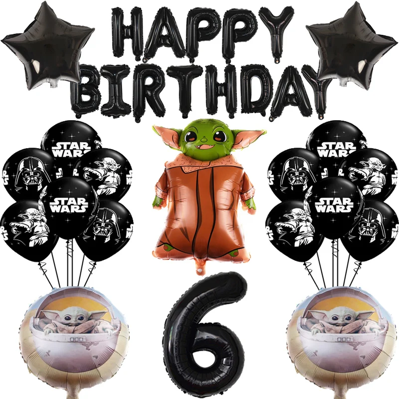 1Set Star Wars Yoda Theme Aluminum Film Balloon Set 32inch Number Decoration Birthday Party Supplies Toys For Children's Gifts