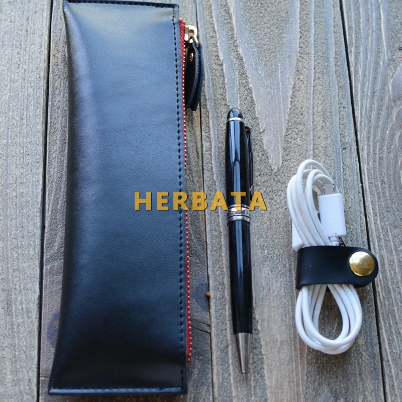 Пенал ручной работы Mori из воловьей кожи черного цвета канцелярские