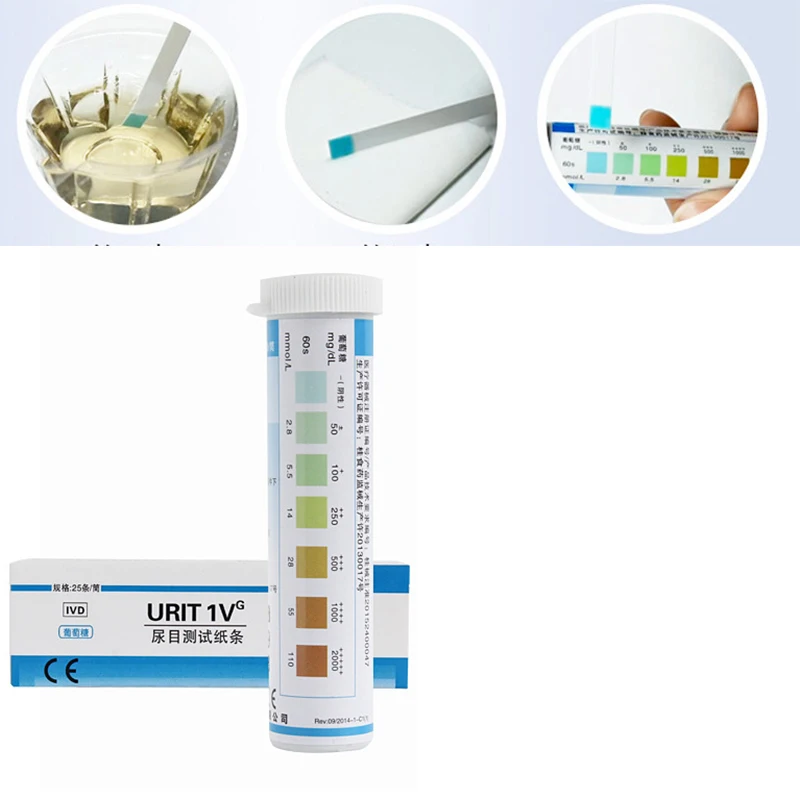 25 шт. тест полосок глюкозы полоски на диабет глюкоза в моче полоска|Полоски для