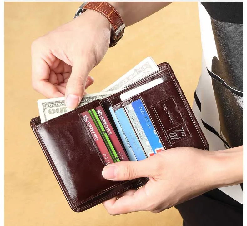 Мужские кошельки кошелек из натуральной кожи RFID-защита от кражи короткий