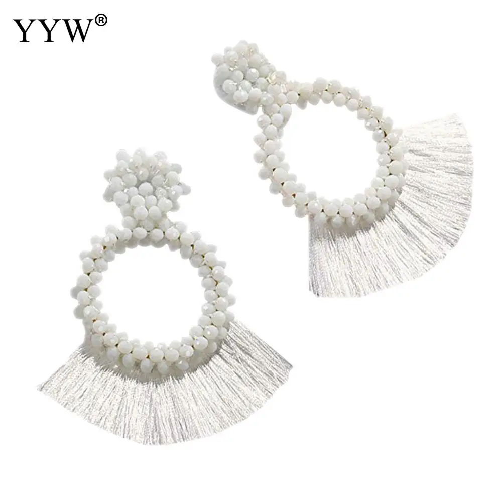 Красочные женские серьги с кисточками Висячие хлопковые нитки рассады ручной