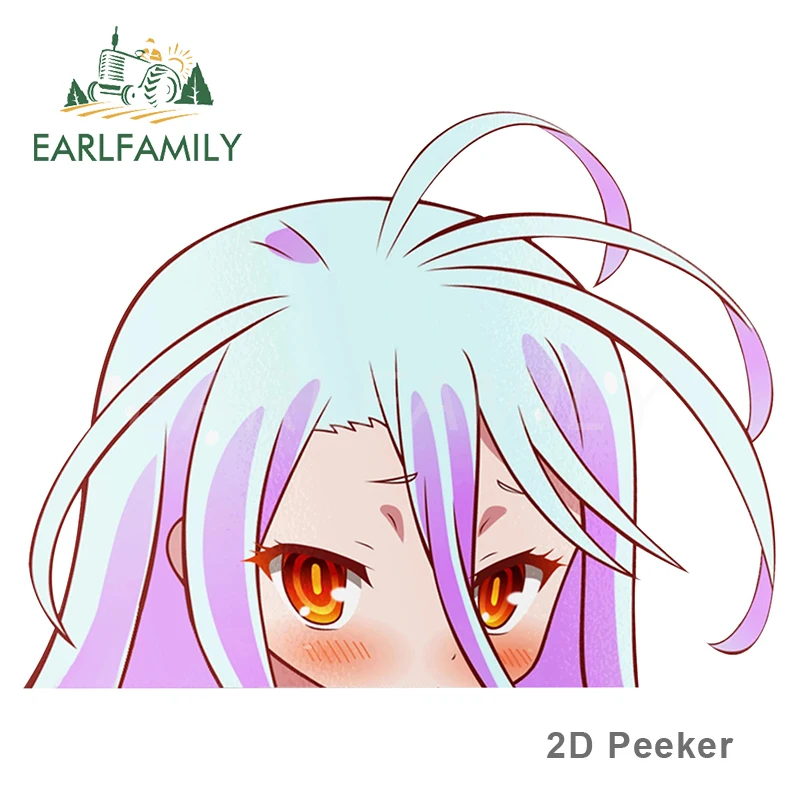 

EARLFAMILY Автомобильная наклейка для Shiro No Game No Life Peeker с большой головой аниме виниловая наклейка на заднее ветровое стекло автомобильные аксессуары