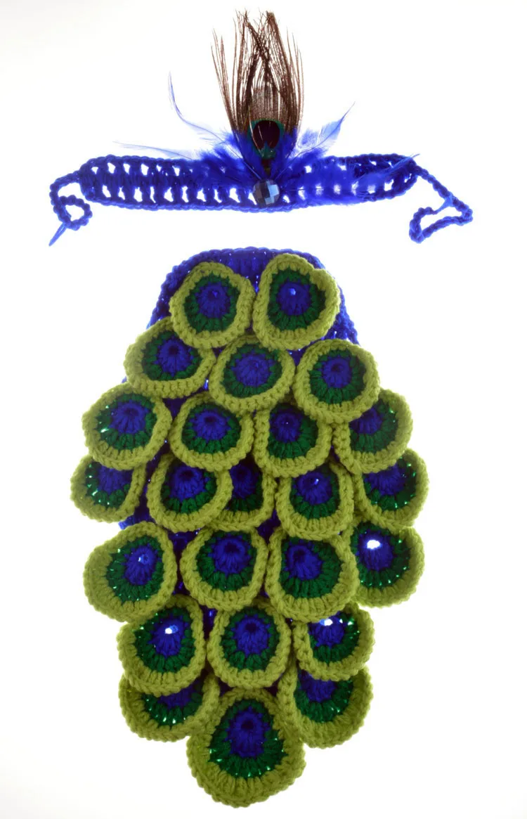 Для детей 0-3 лет M вязаные для новорожденных Павлин наряды вязаная павлина