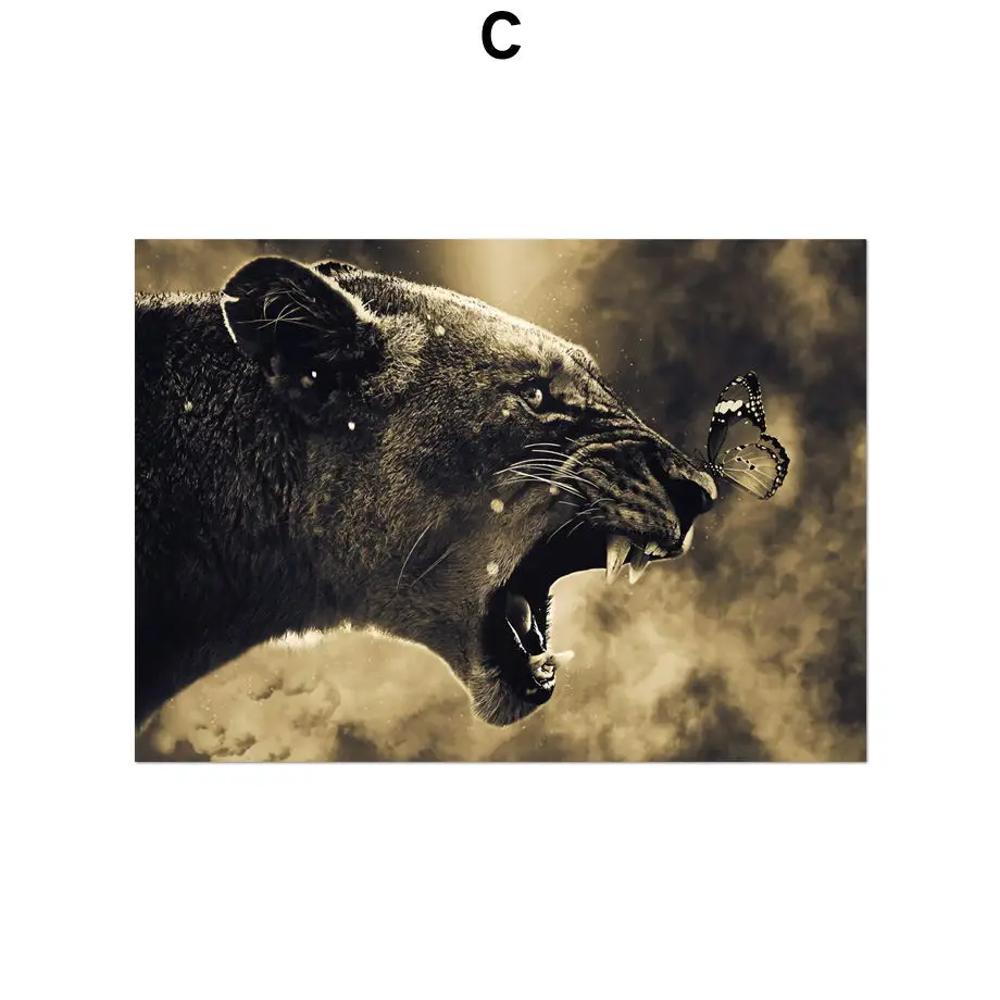 Лев волк Орел лошадь Леопард скандинавские плакаты и принты настенная живопись