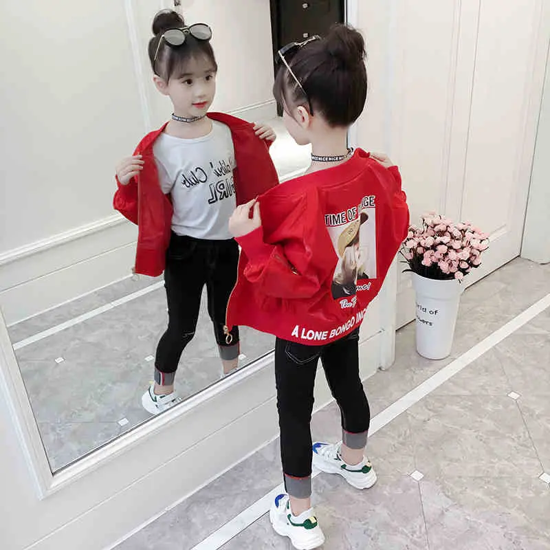 2020 Spring Autumn Thick Girls Jackets bird Kids Outerwear Letter Sport Hoodied Coats Children Clothing Teenager Trench Coat | Детская