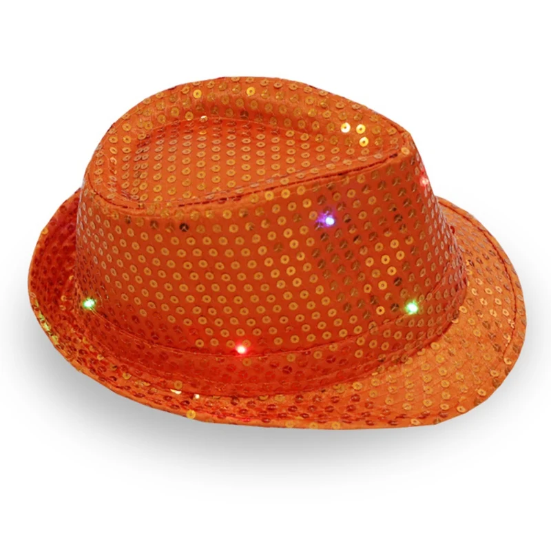 

Fashion Fedoras Shiny Jazz Hat Stage Props Flash Cowboy Hat Sequins Women Hat With Led Hat