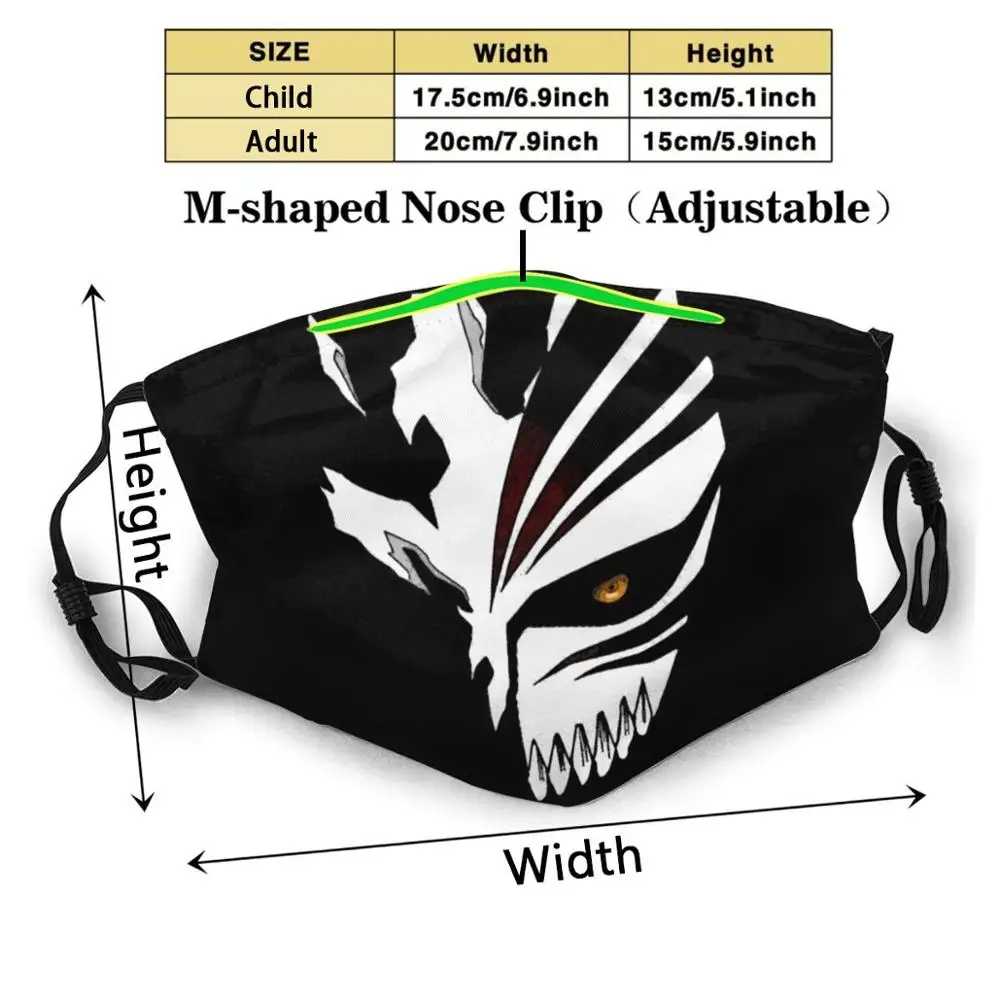 Ichigo Mask Custom Design For Adult Kids Anti Dust Filter Diy Cute Print Washable Anime Devil Bleach Young | Аксессуары для одежды