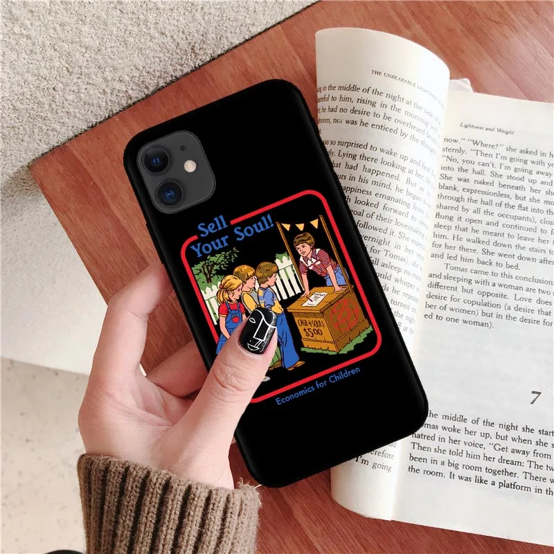 Funny Halloween Satan Vintage Let's Summon Demons Graphic Black silicone Phone Case For iPhone XR X XS 11 Pro Max 8 7 6 6S Plus