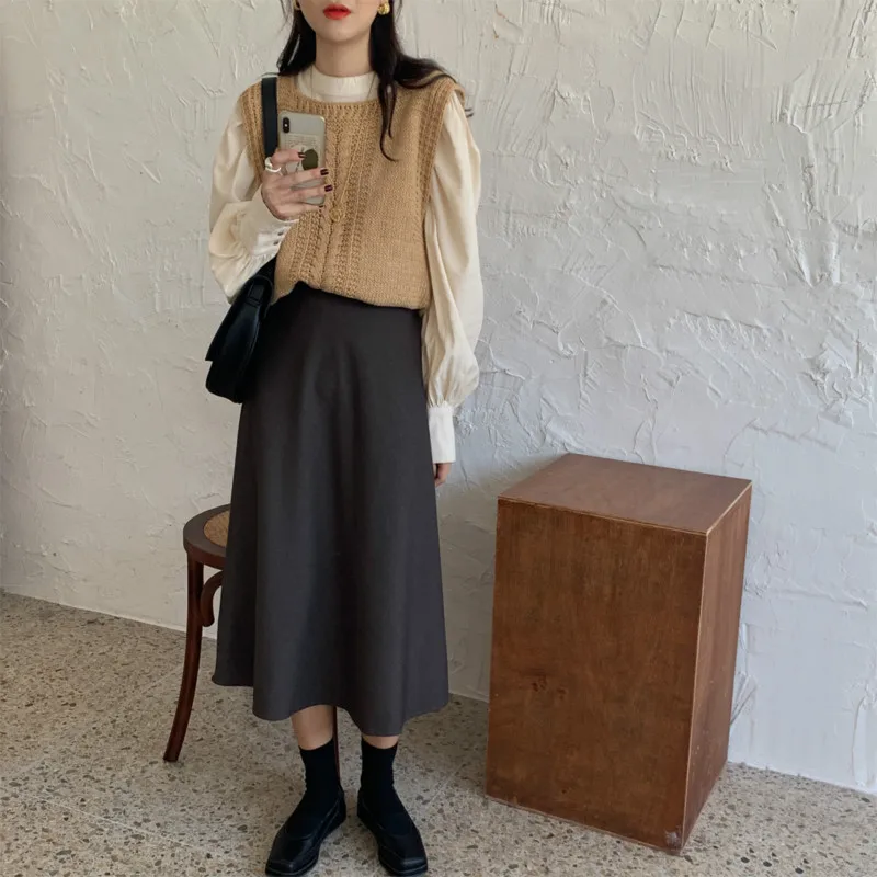 Женский осенне-зимний винтажный уютный свитер без рукавов Вязаный топ с