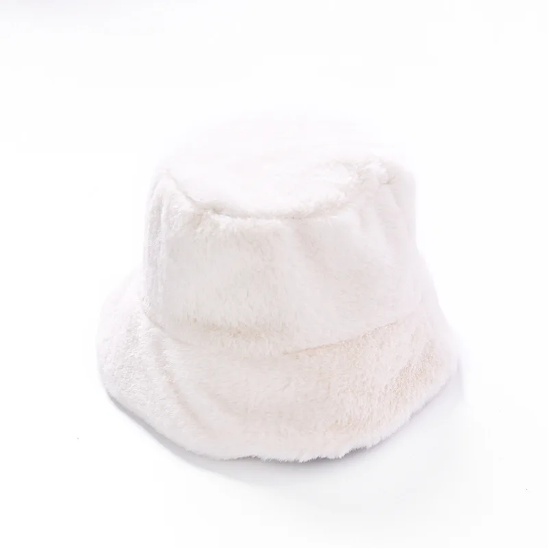 

2020 Hat winter women's fashion Solid color fur hat bucket cap fisherman's hat retro knitted wool basin Bucket Hat