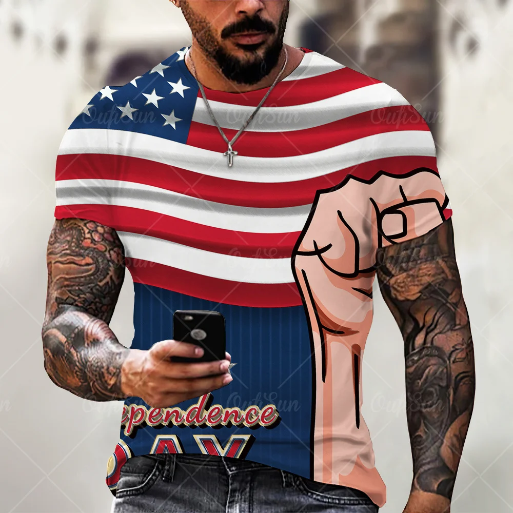 

3D printing United States National Flag New Summer Fashion Casual Men's Street Style Round Neck Short Sleeve Top T-shirt XXS-6XL