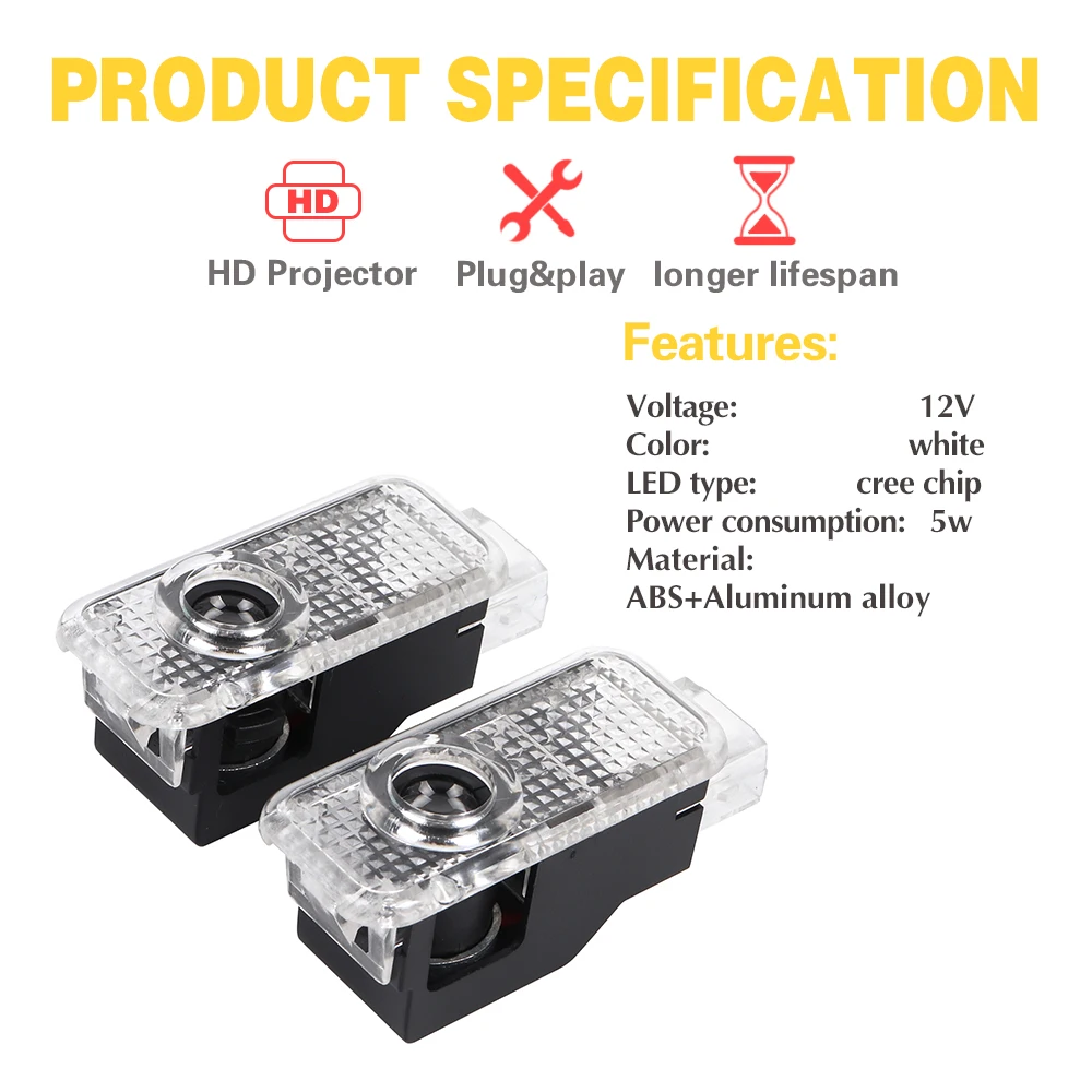 LED Car Door Projector Light For Q3 8U Q5 8R Q7 Q8 TT A4 B5 B6 B7 B8 B9 A5 A6 C5 C6 C7 C8 A7 A8 A1 8X A3 8V V8 8P 8L Accessories |