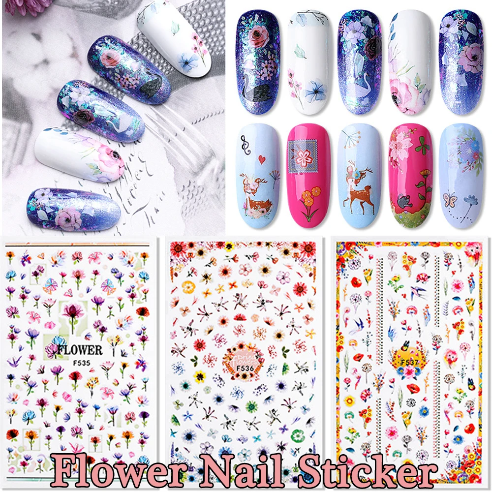 3D наклейки для ногтей Аксессуары маникюра Микс Цветок животное фрукты птица
