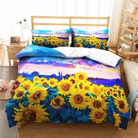 bed linen soft material 3d sunflower printed home textile with pillowcases bedroom clothes bedding coverlet for couple