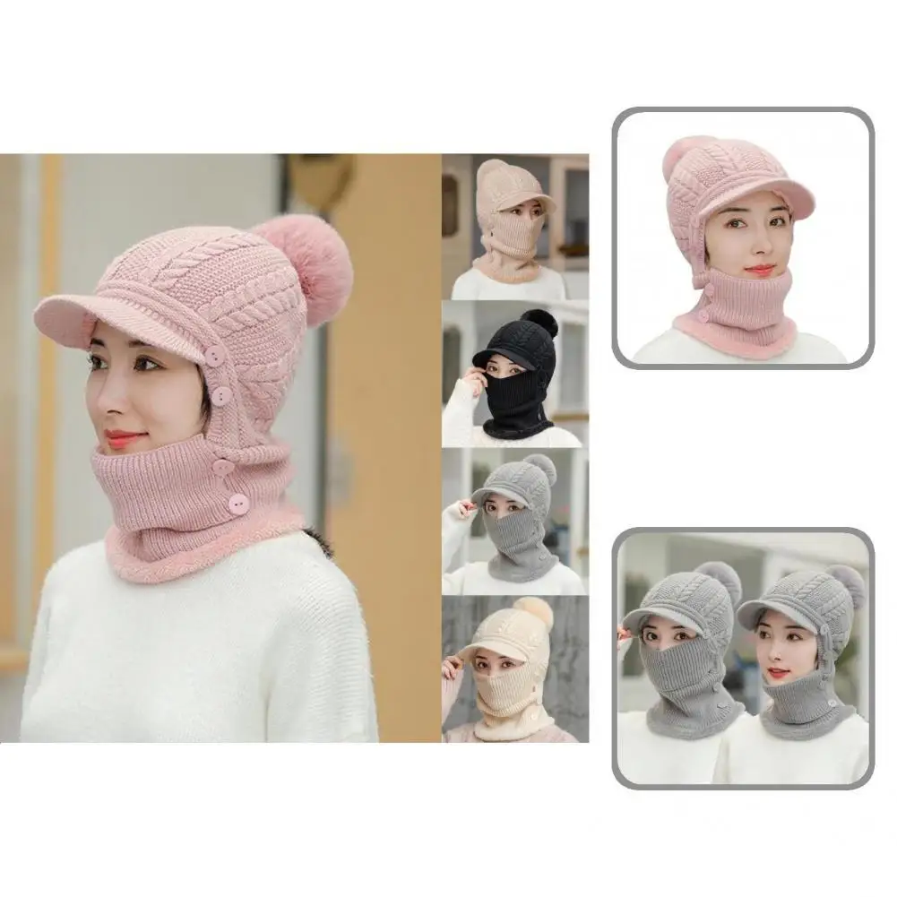 

Acrylic Fiber Cozy Female Visor Hat Fashion Knitted Cap No Deform for Outdoor