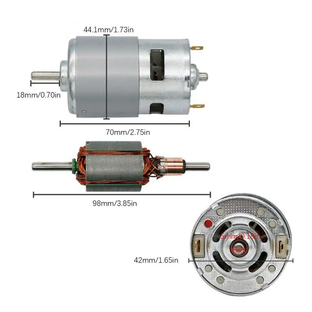 DC 12 24V 2900RPM большой крутящий момент шарикоподшипник двигатель постоянного тока 555
