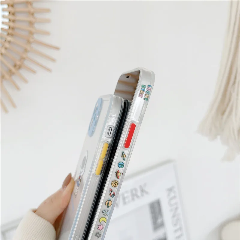 

Cute Cartoon astronaut Phone Case For iphone 12 Mini 11 Pro XS MAX X XR 2020 SE 7 8 plus Clear soft TPU silicon Back Cover