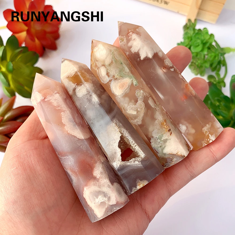 Runyangshi 1 шт. натуральная Хрустальная палочка цветок Агат точка украшения кварц